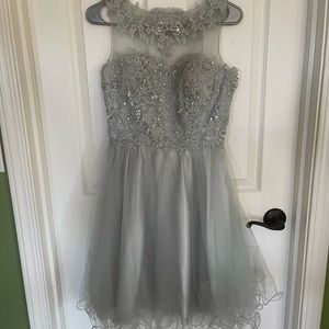 Silver tulle party dress